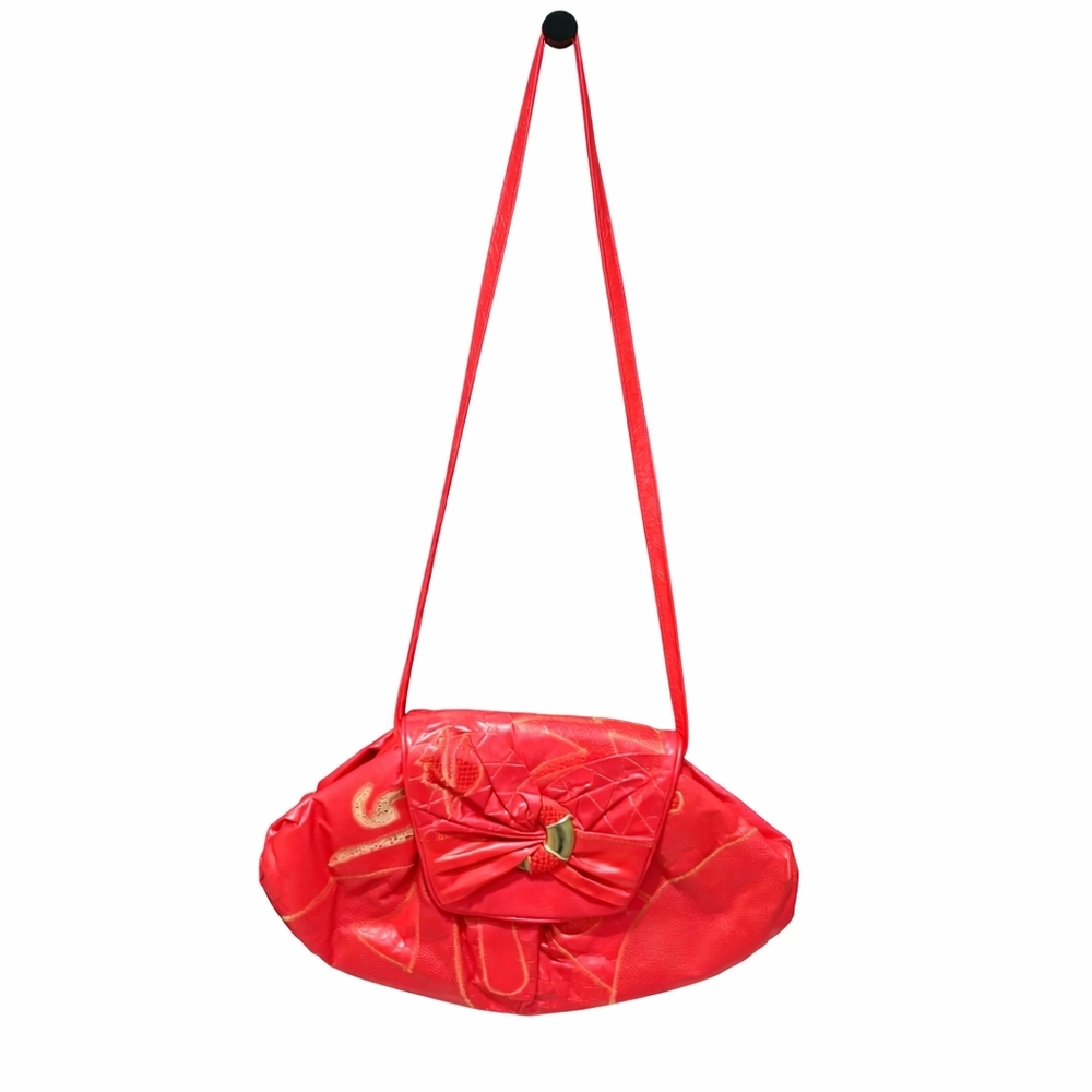 80s‎ Maximalist Red Statement Piece Shoulder Bag Retro 5th Avenue Eclectic Artsy